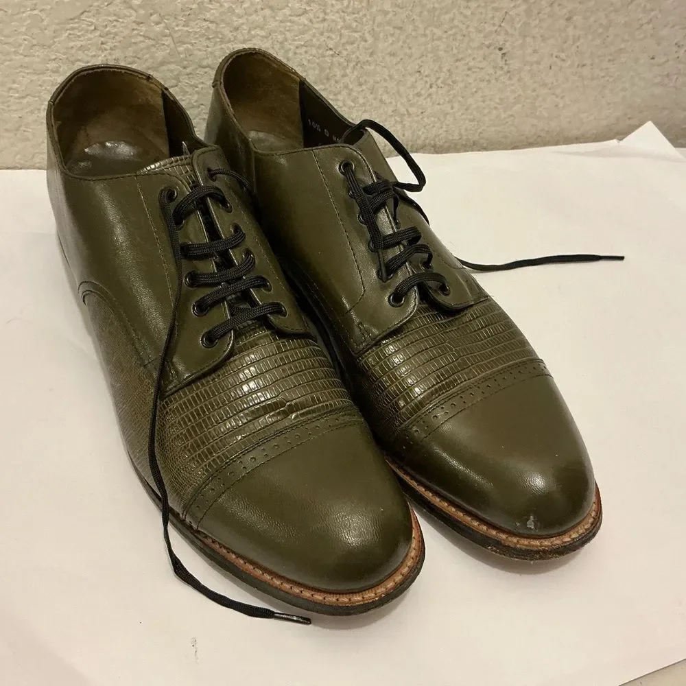 Stacy Adams Olive Men's Madison Cap Toe Oxford Leather Oxfords 10.5D